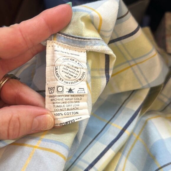 Gramicci Mens Blue White Plaid Button Down Short Sleeve Shirt Size XL - Picture 7 of 7